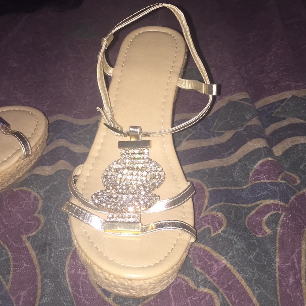 Silver Rhinestone wedges